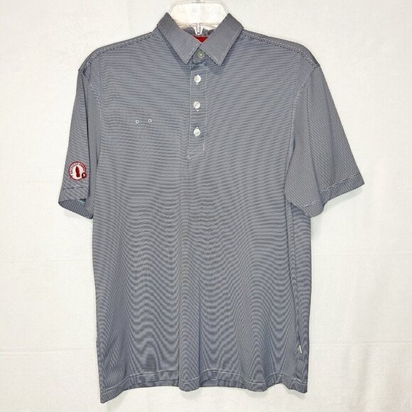 Chick Fil A Polo Shirt Men’s Sz M Blue/White Striped Oobe Employee Team Style - Picture 1 of 6